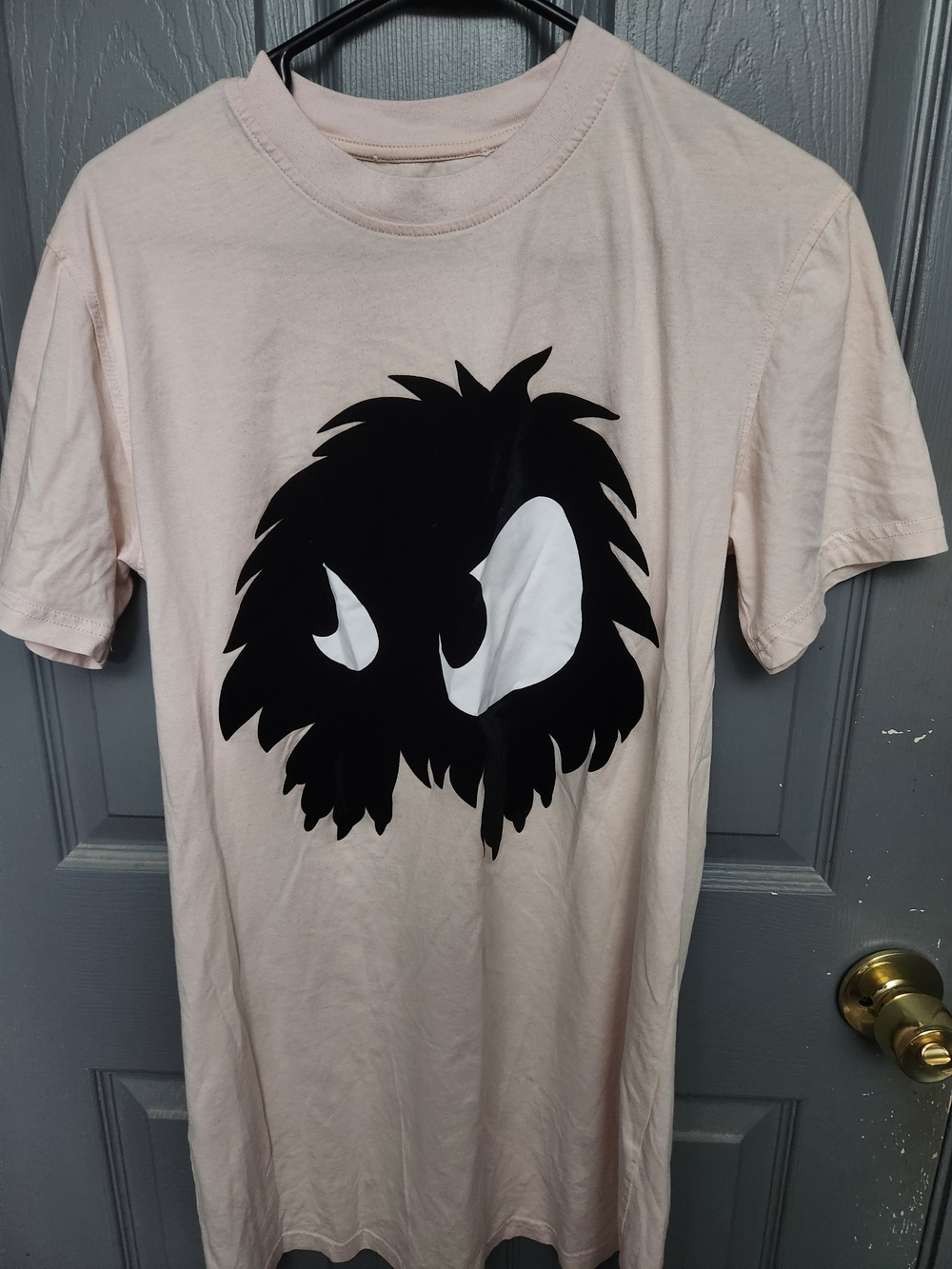Alexander Mcqueen Graphic T-Shirt in Light Pink with Black Monster Print